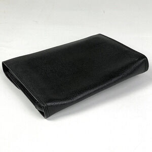 Salvatore Ferragamo Logo Bag Leather Black Handheld Shoulder Clutch